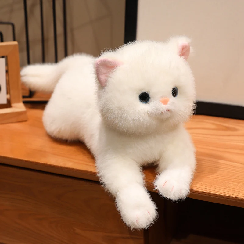 (branco, 50cm) Lindo Brinquedo De Pelúcia Realista De Gato Estilo Anime.
