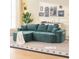 Sofá De Canto Em L "cloud Couch", 262cm Com Chaise Longue, Assento Baixo Xxl, Sem Montagem, Sofá Modular Em Chenille Verde Para Sala De Estar-kd