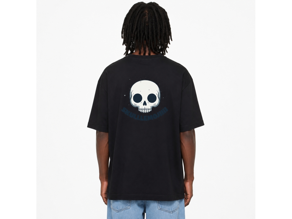 Rockinstone Skullllemojiiii! Camiseta preta com estilo de designer exclusivo