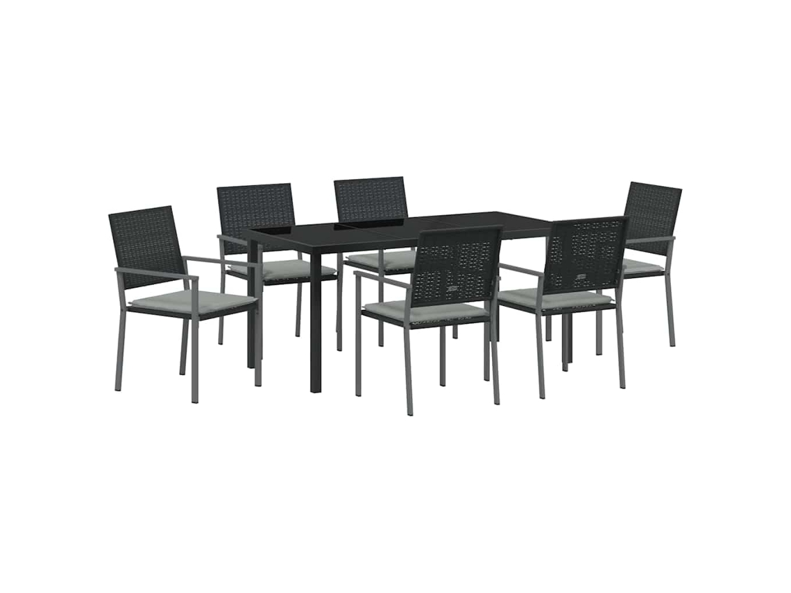 Maison Exclusive - Conjunto De Jantar Para Jardim 7 Pcs Preto E Cinza Claro