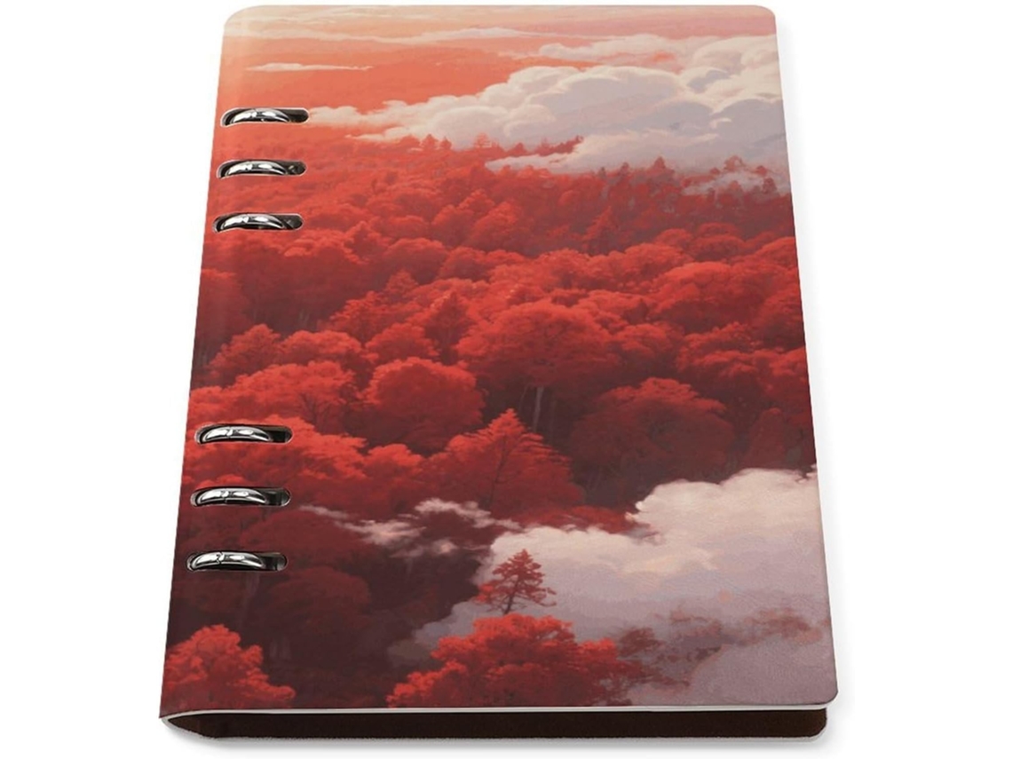 Red Sun Forest Pasta Planejamento A5 Com 6-argolas, Caderno Espiral Profissional Em Couro Com Pauta, Pastas