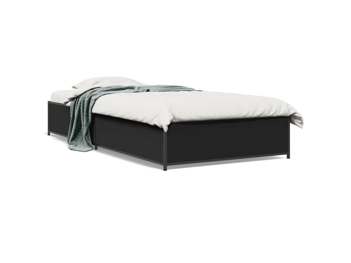 Bed Frame, Bed Frames Vidaxl Preto Madeira Processada (75 X 190 Cm)