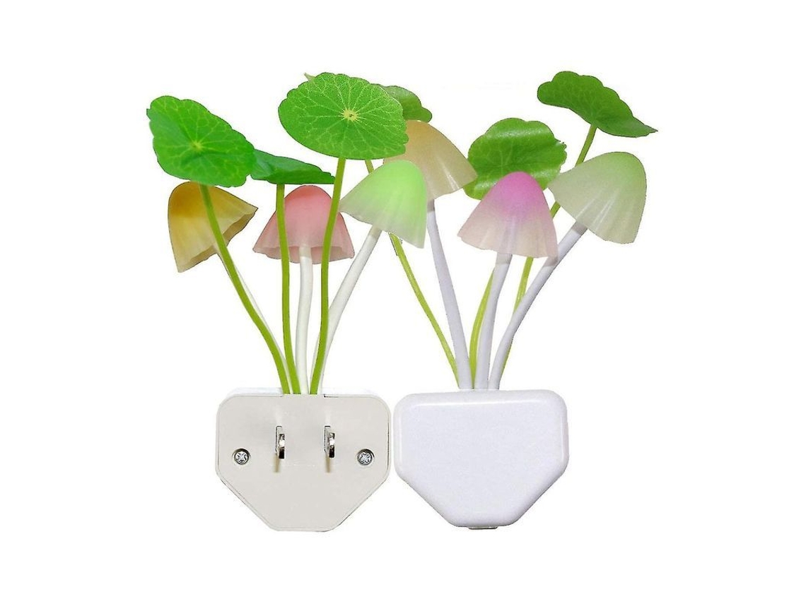 2 Peças De Luz De Noite Led Com Sensor Luz Automática Do Anoitecer Ao Amanhecer Design Cogumelo E Folha De Lótus