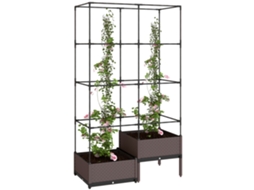 Floreira Com Grade Metálica Para Trepadeiras, 2 Caixas De Pp Com Drenagem, 100x50x174 Cm, Preto