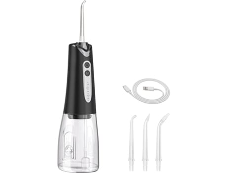 Irrigador oral elétrico portátil Baykar, de longa duração e limpeza profunda, com 5 modos, 300 ml, preto