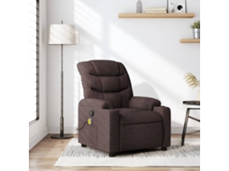 Vidaxl Poltrona De Massagens Reclinável Tecido Castanho-escuro