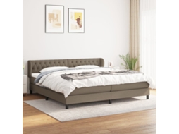 Cama Com Molas/colchão 200x200 Cm Tecido Castanho-acinzentado