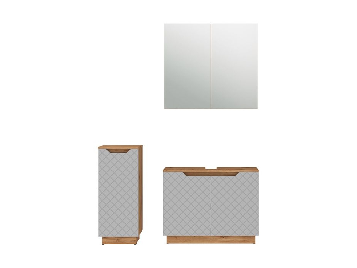 Conjunto de Mobiliário para Casa de Banho VICCO 3 Peças com Armário de Lavatório e Torre (Cinzento)