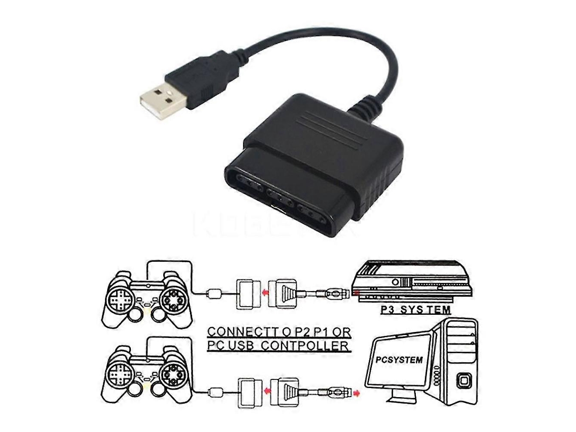 Cabo Usb Adaptador Conversor De Controle De Videogame Ps2 Para Ps3 Hengjian
