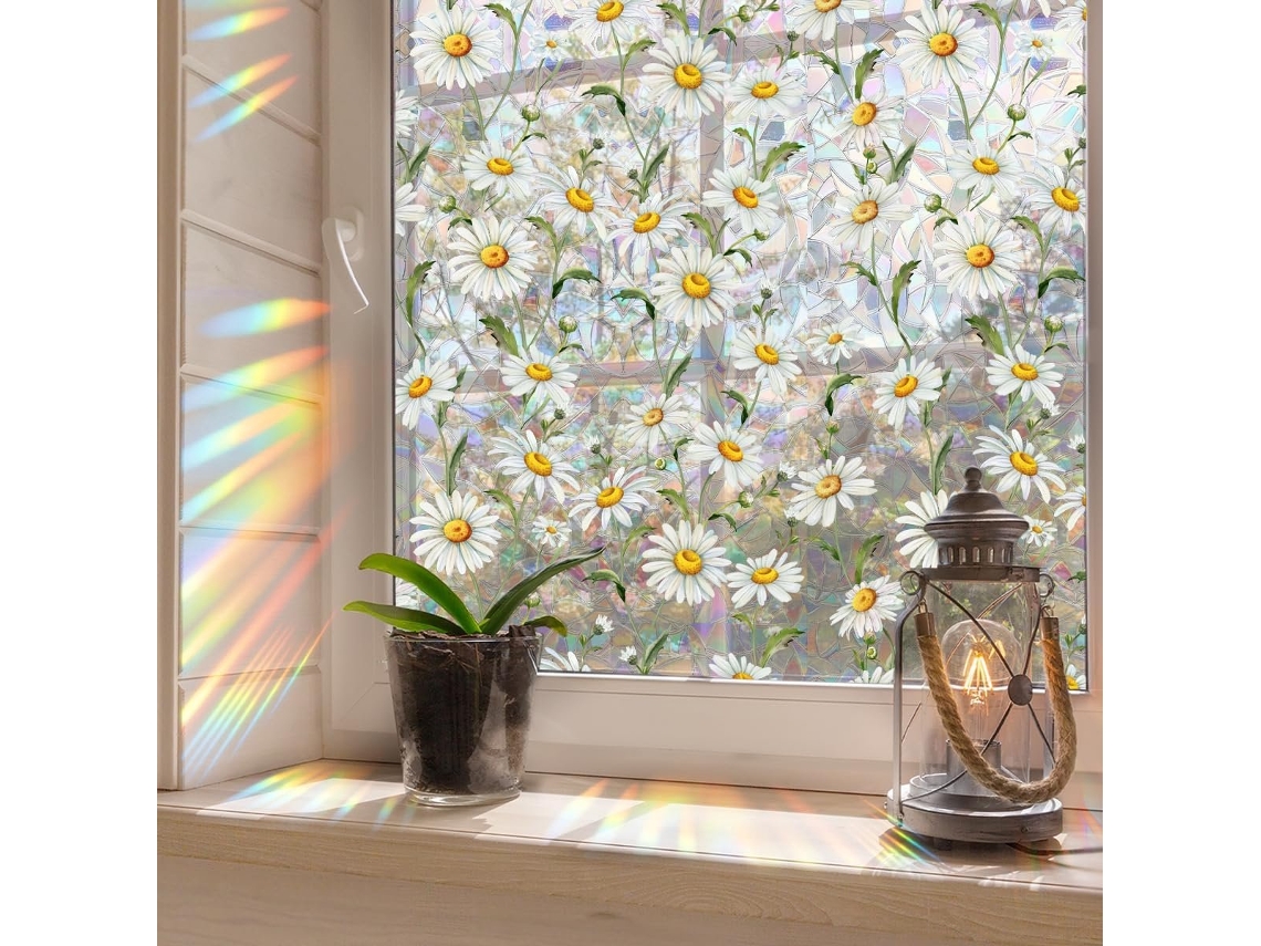 Película Para Janela Daisy 45x100 Cm, Película Decorativa Floral Para Janelas, Alta Qualidade