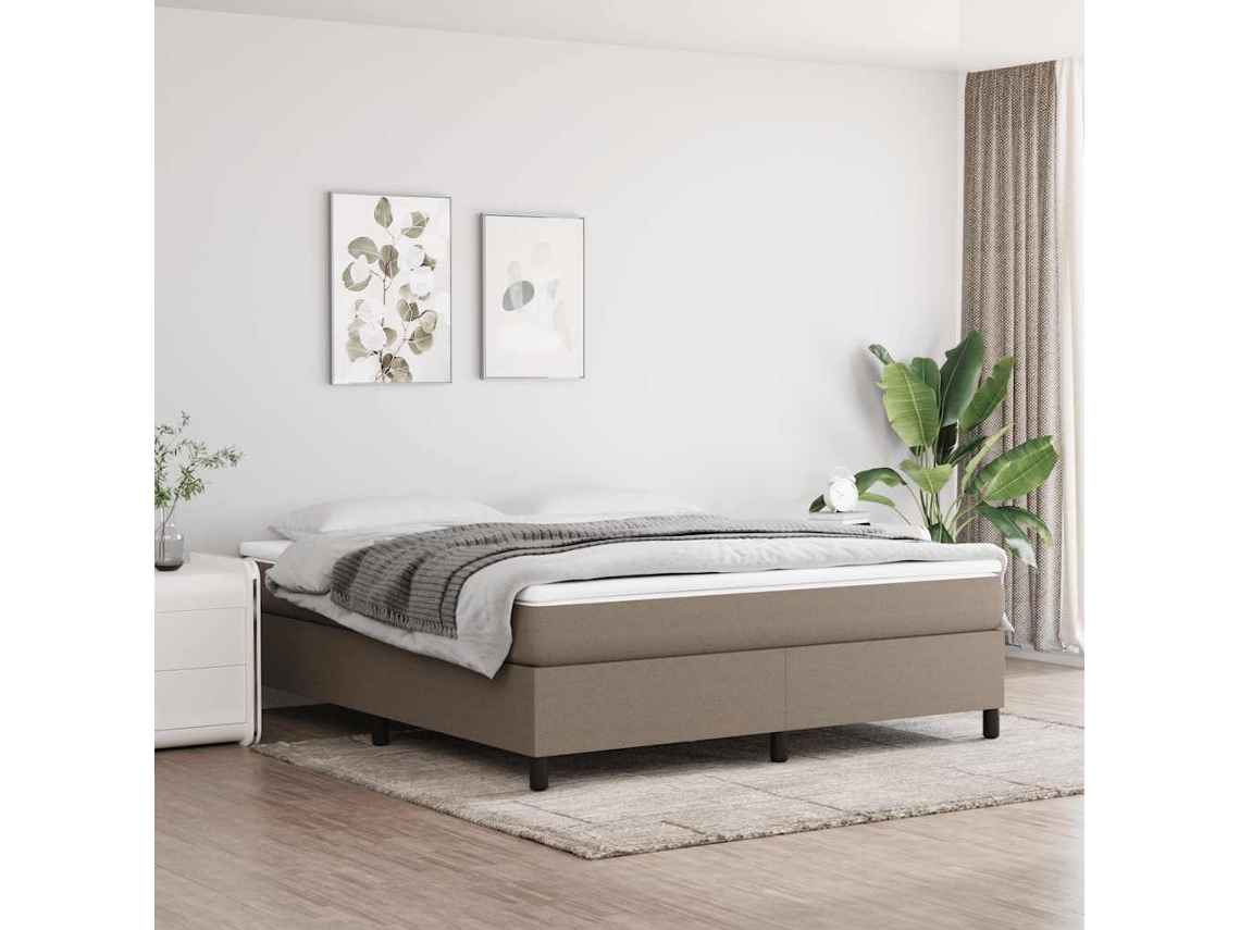 Vidaxl Estrutura De Cama Com Molas 160x200 Cm Tecido Castanho-acinzentado