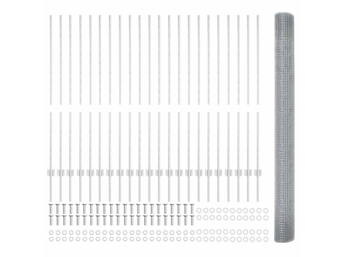 Vidaxl Cerca De Arame Soldado Com Postes 50 X 1,4 M Aço Galvanizado