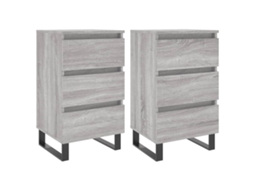 Bedside Cabinet, Bedside Cabinets Vidaxl Cinzeto Madeira Processada (n/a)