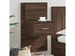 Vidaxl Mesa De Cabeceira De Parede Com Luzes Led Carvalho Castanho