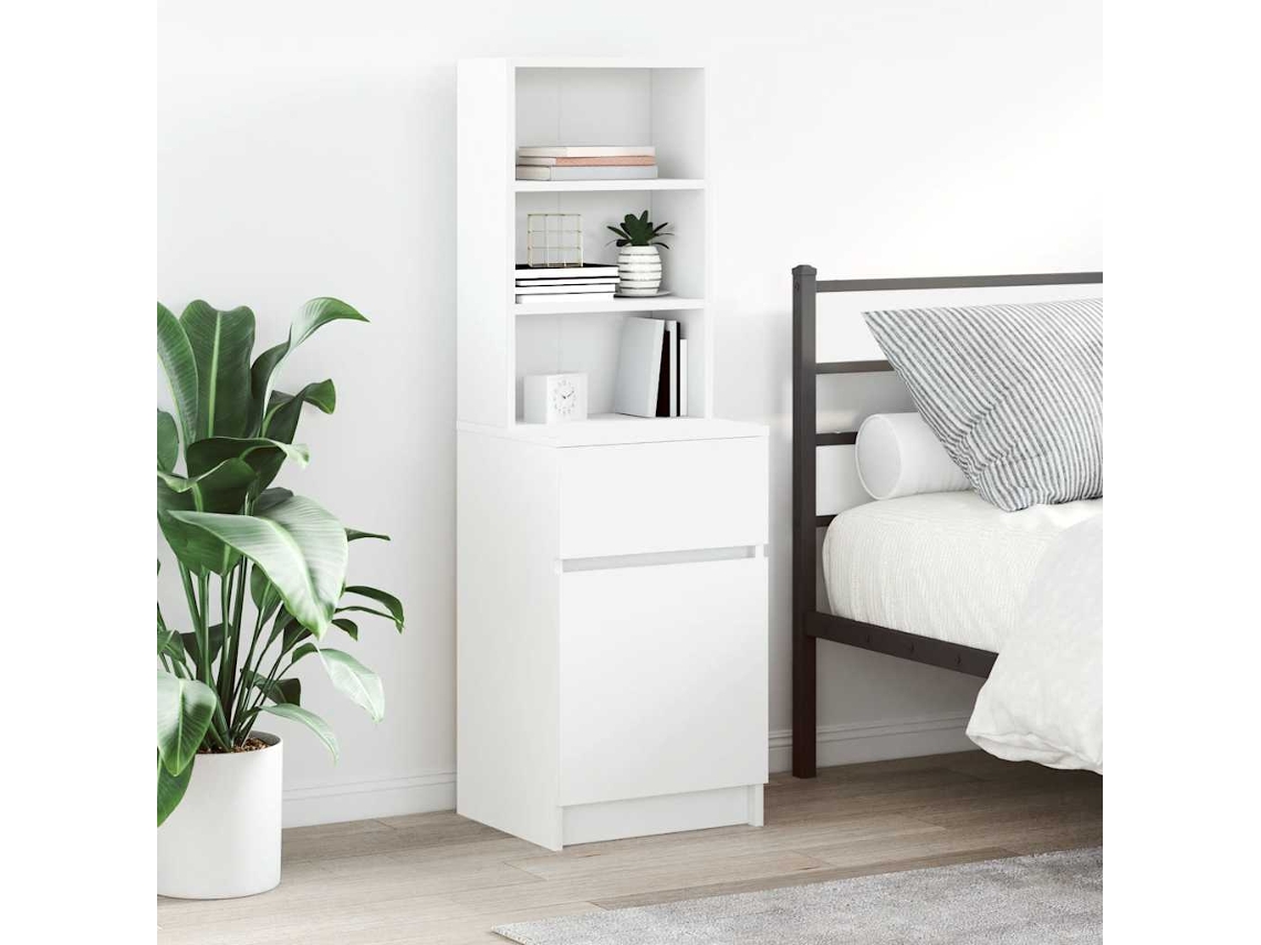Vidaxl Mesa De Cabeceira 39x35x125 Cm Derivados De Madeira Branco
