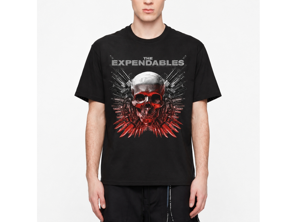 Rockinstone Expendables Skull And Guns Black Adult T-shirt Size:m