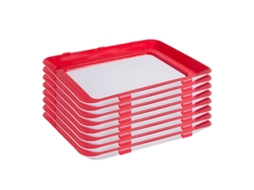 Bandejas empilháveis para armazenamento de alimentos, reutilizáveis, design compacto, vermelho OEM