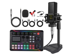 Kit De Microfone Eifson F998max Com Misturador, Microfone Condensador E Auscultadores - Preto