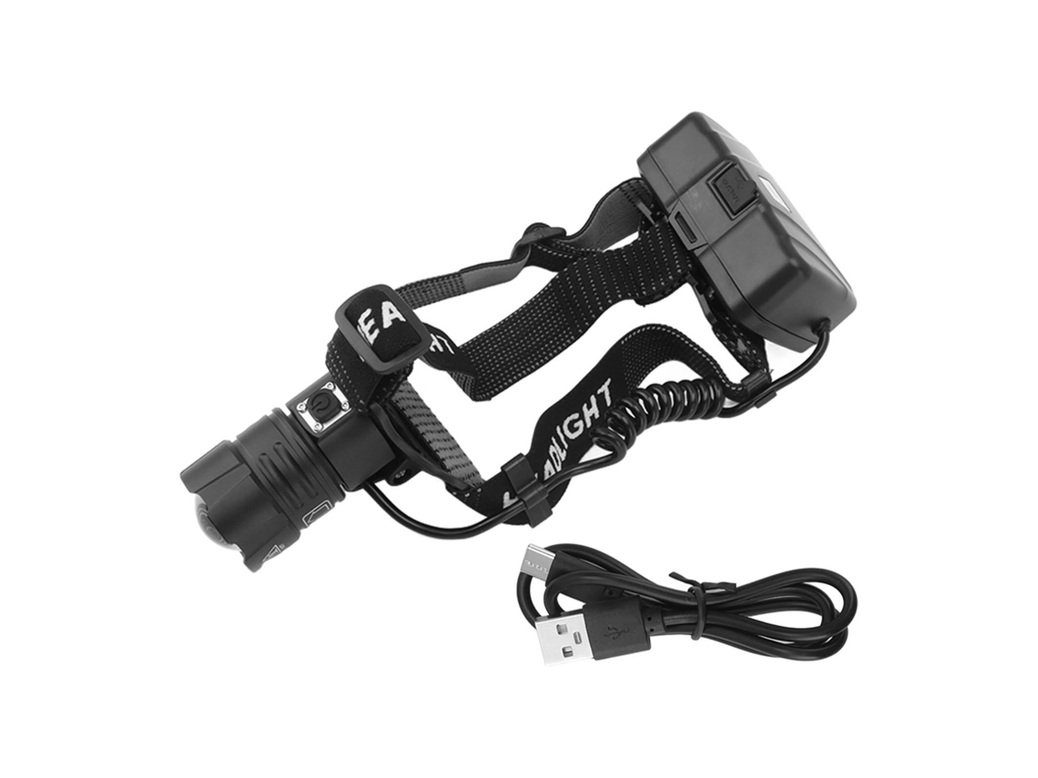Rebe-lanterna Frontal Recarregável Led 3 Modos Ajustáveis 90° 90000 Lm Zoom Para Camping, Corrida Ao Ar Livre