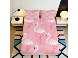 Conjunto de Cama com Estampa 3d Flamingo Ro Microfibra Fronha 200x25cm