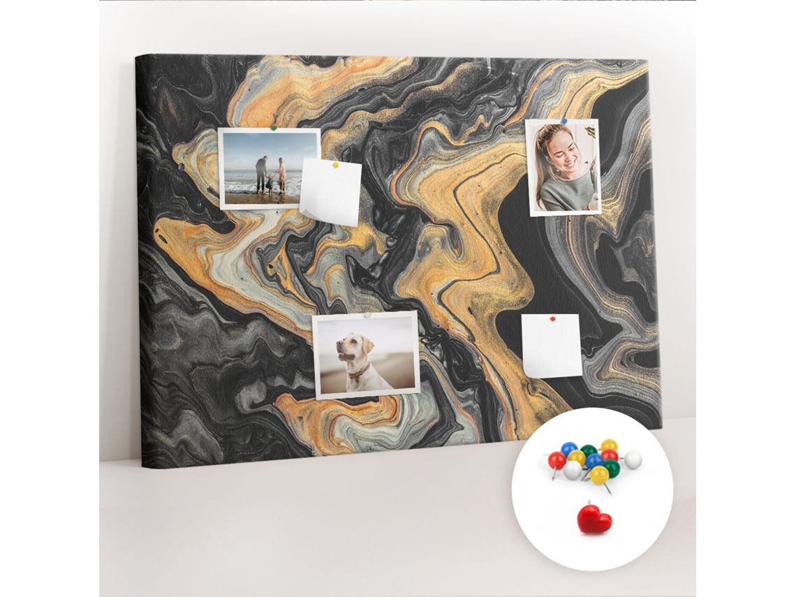 Painel De Cortiça Para Parede Mármore Dourado Para A Sala De Estar Espelharte (70x100 Cm)