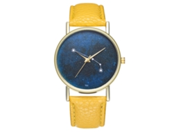 Relógio de Pulso Analógico de Quartzo com Pulseira Pu Estilo Simples Zhoulianfa Amarelo