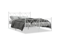 Estrutura de Cama com Cabeceira e Pés Metal Branco MAISON EXCLUSIVE 140x190 cm