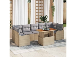 Vidaxl Conjunto De Sofá De Jardim 8 Unid. Bege E Cinza Claro Vime Pe