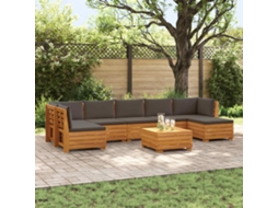 Vidaxl 8 Unid. Conjunto De Sofás Para Exterior Castanho