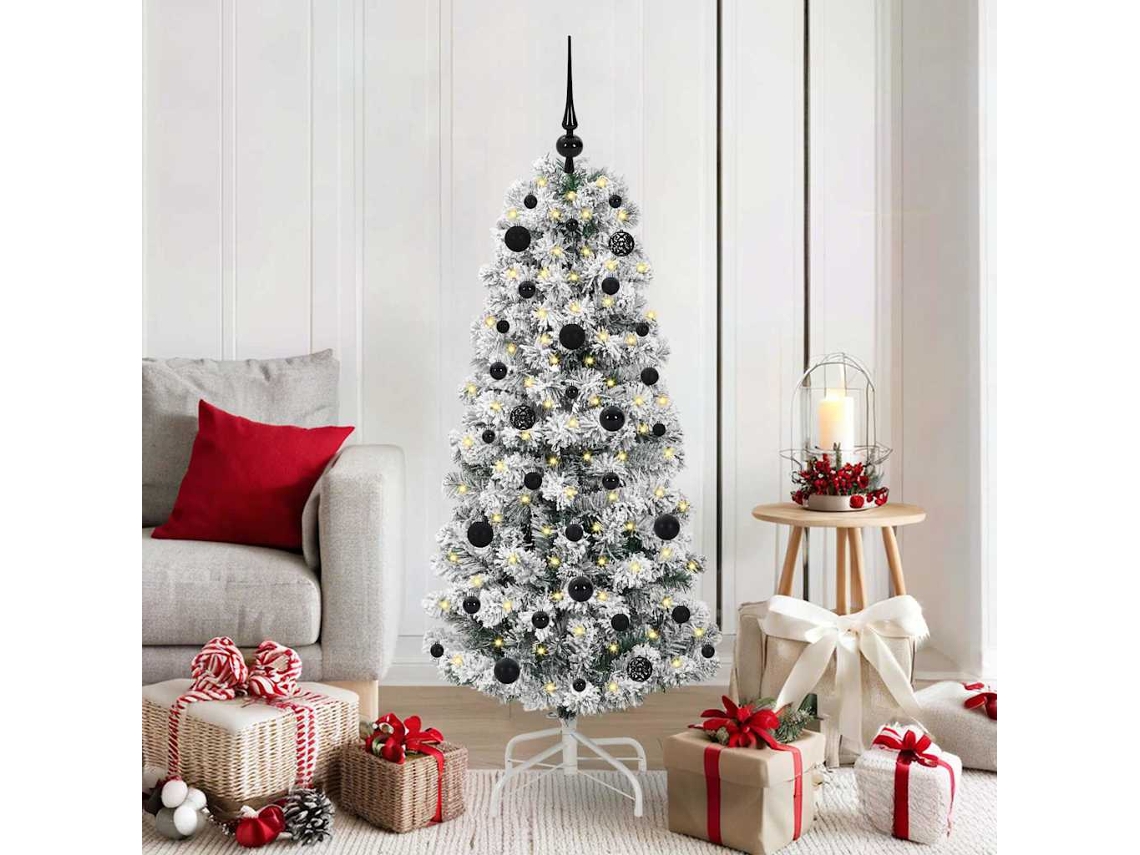 Vidaxl Árvore De Natal Articulada Artificial Verde E Branco 150 Cm