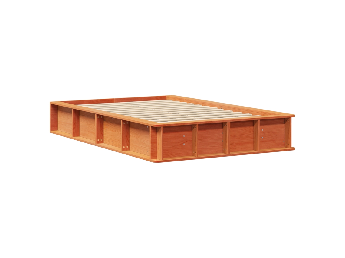 Conjunto 1 Estrutura Da Cama Vidaxl Castanho Madeira De Pinho Maciça (120 X 200 Cm)