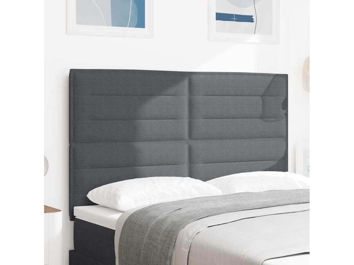 Vidaxl Cabeceira Led Cinza Escuro 160 Cm Tecido De Veludo Cotele