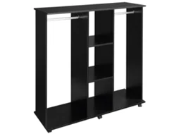 Roupeiro Com Roda Melamina De Madeira E Liga De Alumínio Cor Preto 120x40x128 Cm Homcom