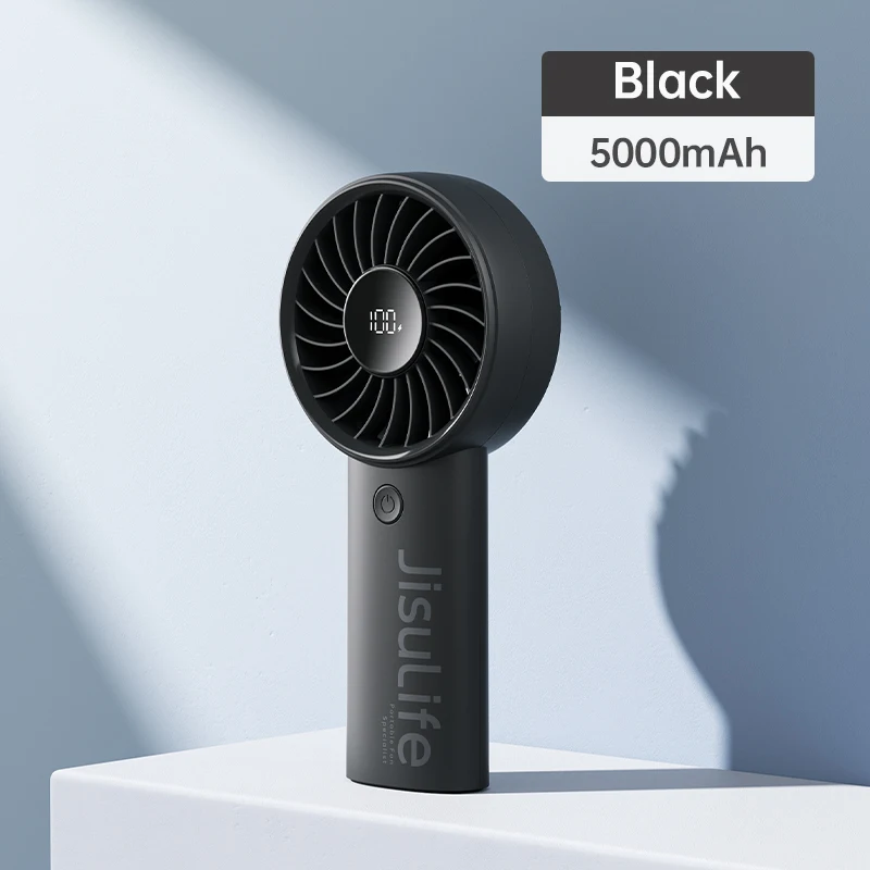 Ventilador Portátil MDUG com 5 Velocidades, Trava de Segurança, Visor Led e Carregamento USB (preto, 5000 Mah)
