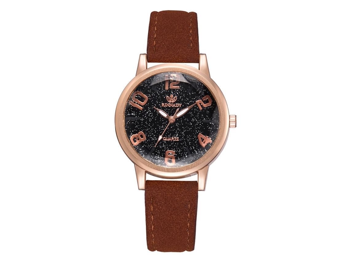 Relógio de Pulseira Feminino de Liga com Pulseira Pu Estilo Simples Mostrador Redondo Quartzo Marrom