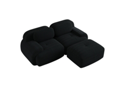 Sofá loveseat de veludo, modular, braços curvos, base antiderrapante, para sala e quarto ORBITRA COMMERCE