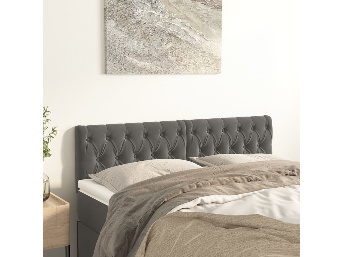 2 Pcs Cabeceira De Camapainel De Cabeceira Veludo 80x7x78/88 Cm Cinzento Escuro Lovely Home