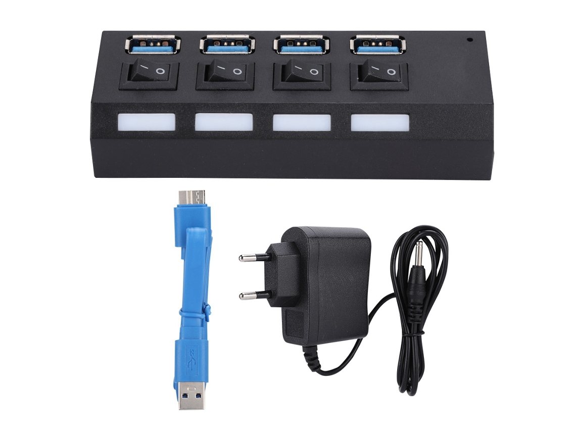 Hub Usb3.0, Transmissão De Alta Velocidade De Quatro Portas, Fonte De Alimentação Independente
