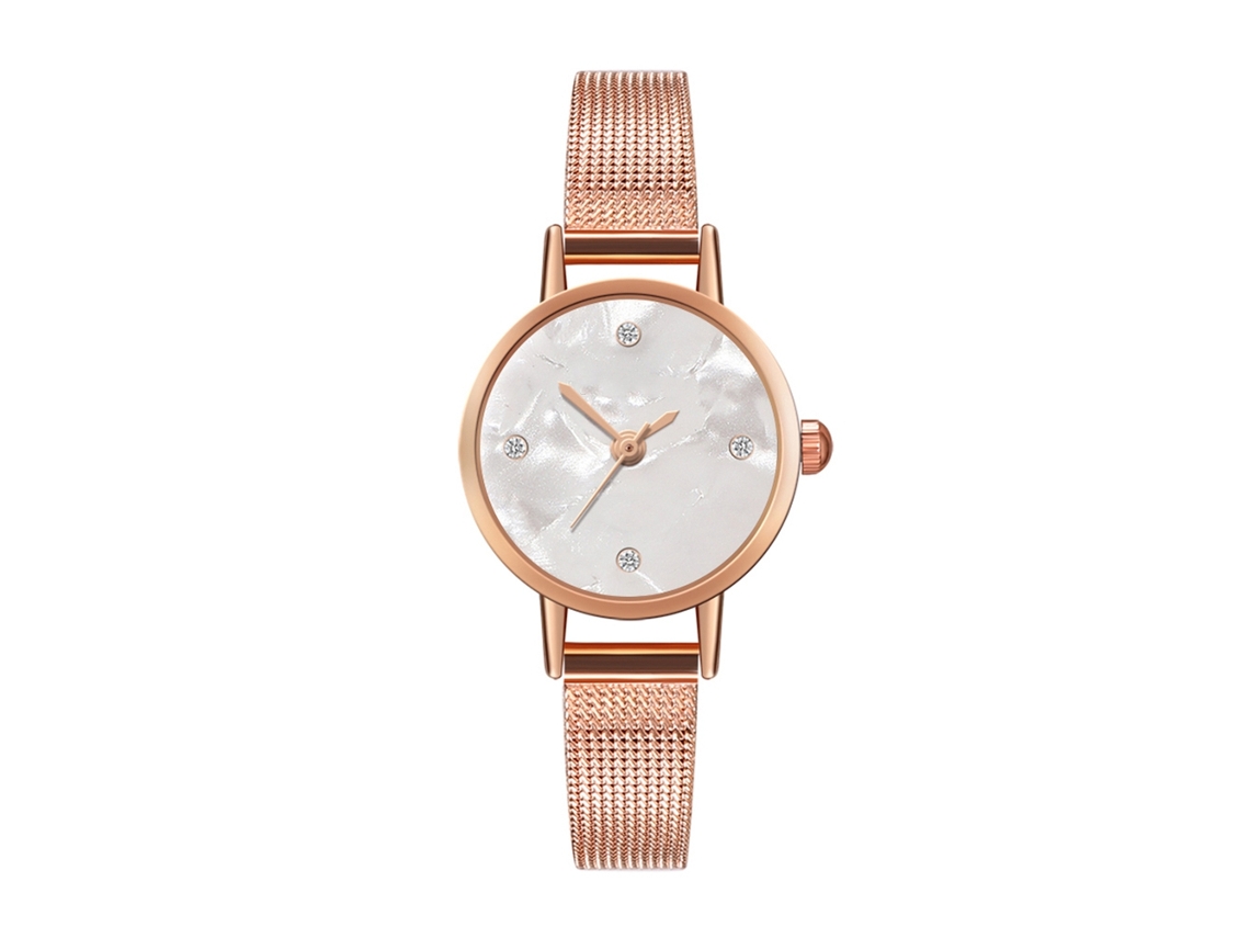 Relógio de Pulso de Moda Casual Simples com Pulseira de Malha Quartzo E20 w Branco