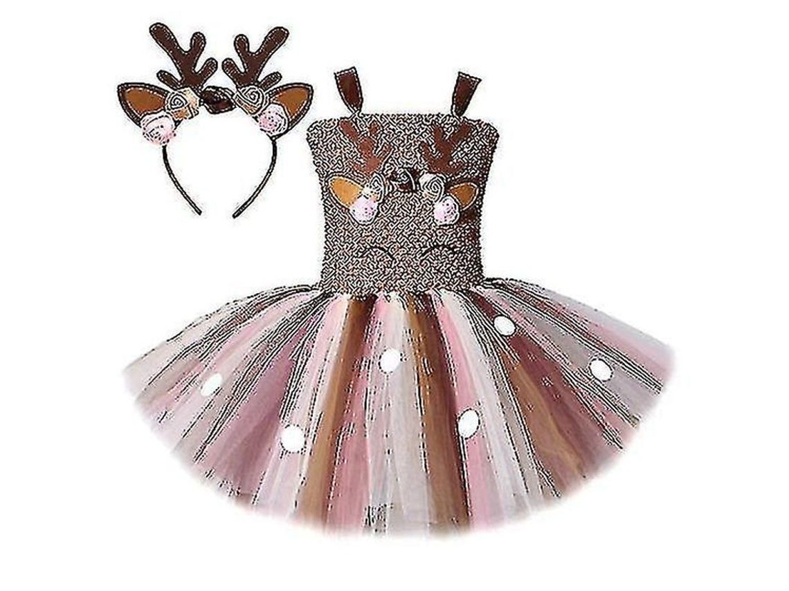 2026 disfraz de Cervo de Natal para Meninas Vestido Tutu Animal Traje de Rena para Aniversário Infantil