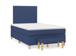 Vidaxl Cama Boxspring Com Colchão 120x190 Cm Tecido Azul