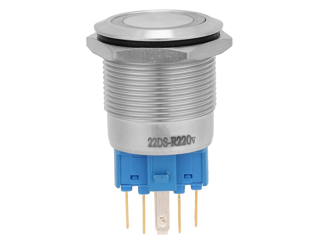 Interruptor Push button de Aço Inoxidável com Trava e Luz