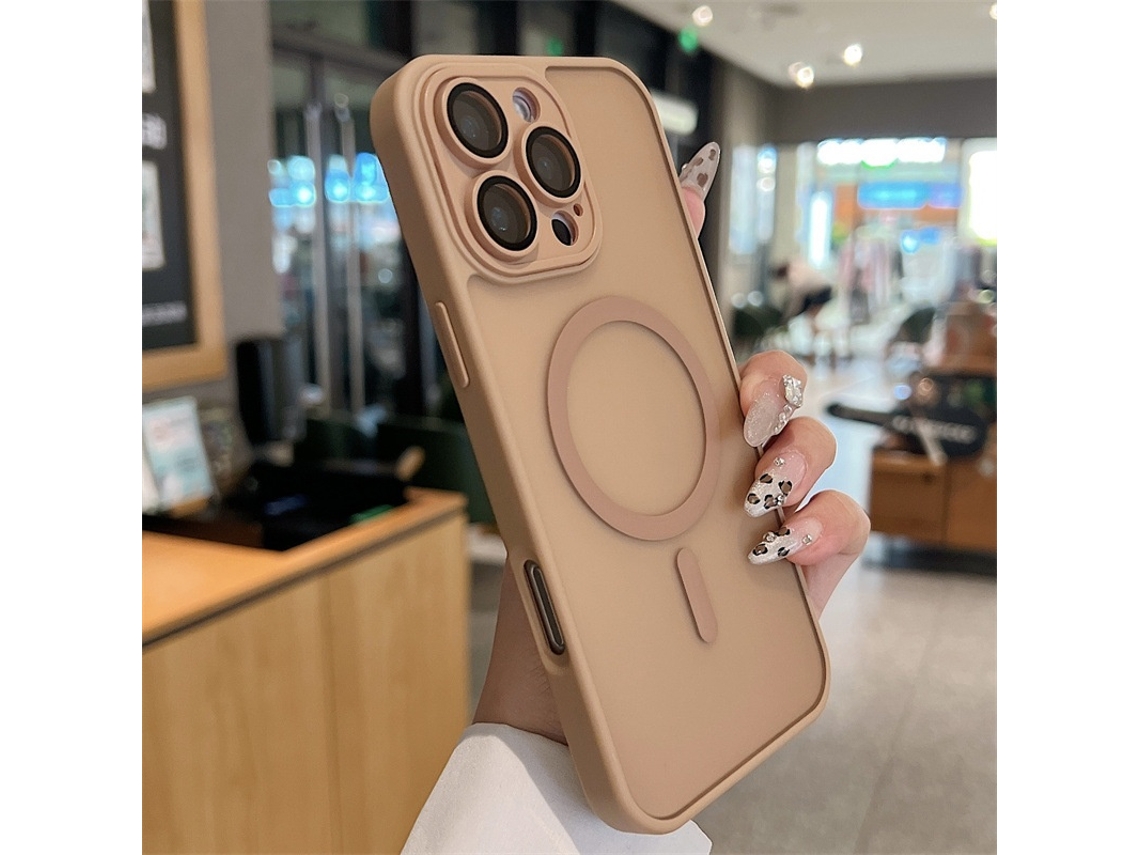 Capa Para Iphone 17 Air, Cor Ouro Deserto, Modelo Yadun, Com Revestimento Magnético E Toque Fosco Em Acrílico.