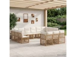 Vidaxl Conjunto De Sofás Para Exterior Natural E Branco Creme