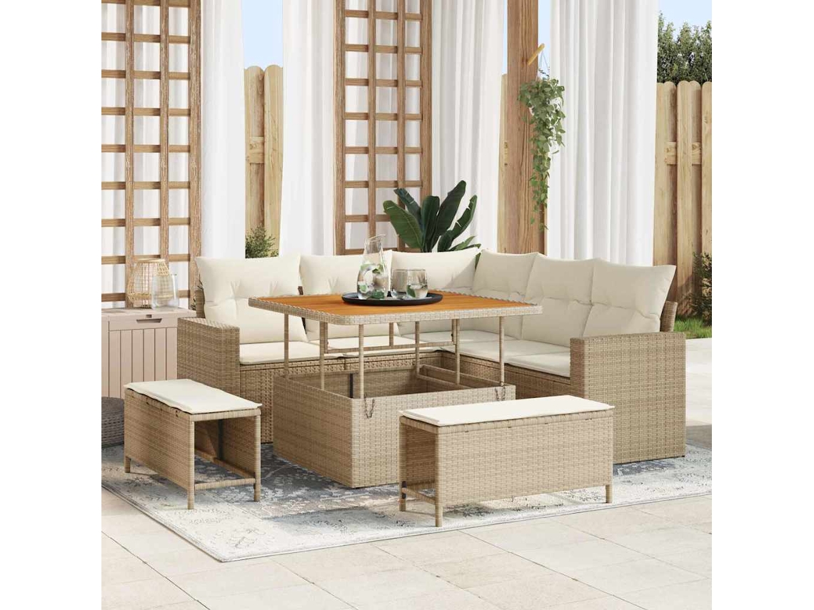 Vidaxl Conjunto De Sofá De Jardim 9 Unid. 6-número De Lugares
