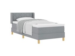 Cama com Estrado com Colchão Cinzento Claro 100x200 cm Tecido MAISON EXCLUSIVE