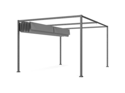 Pérgola Deslizante 4x3m Estrutura Metálica Revestimento Epóxi Tecido Poliéster Cinza Escuro 180g/m² PROFESIA BOYANG
