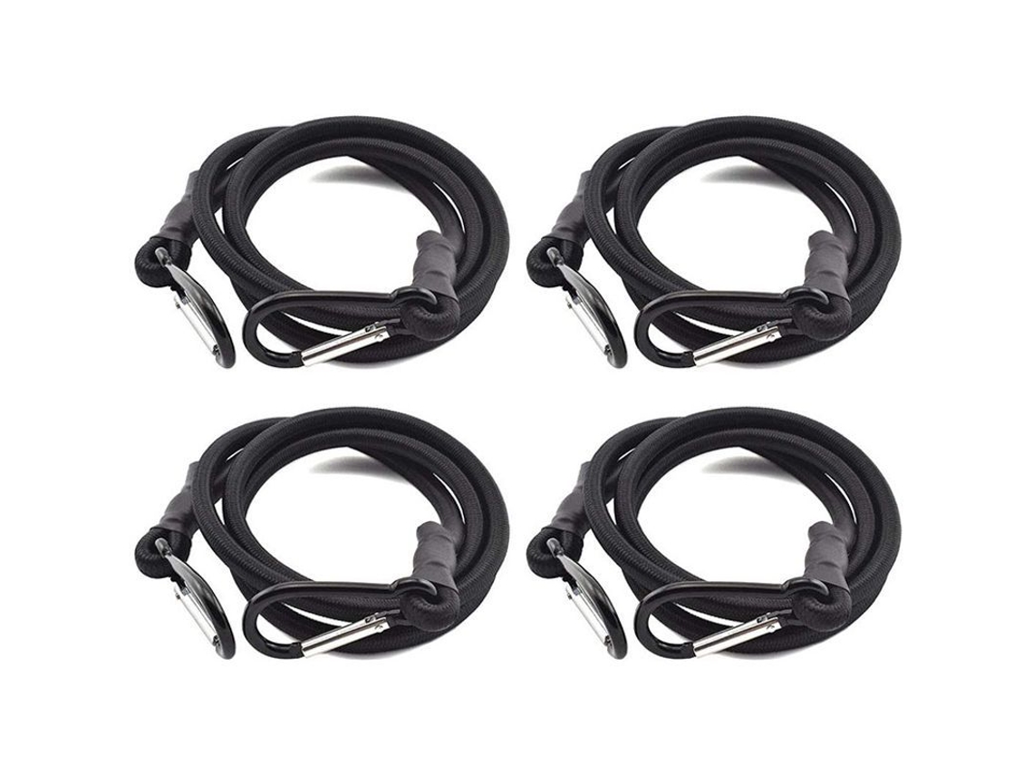 Cordas elásticas com ganchos, 4 peças pretas de 1m, para bagagem, moto, bicicleta e tendas S/MARCA