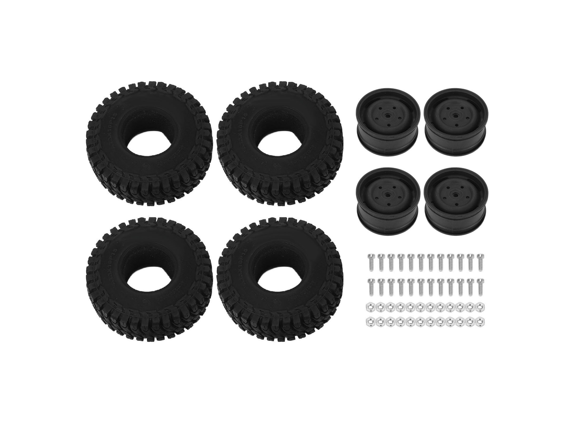 Conjunto De Cubos De Roda Para Carro Rc Resistente À Pressão Estilo Plástico Com Pneus Preto Para Crawler