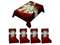 Mantel De Natal Retangular Com Capas De Cadeira Conjunto Decoração Festa Lar